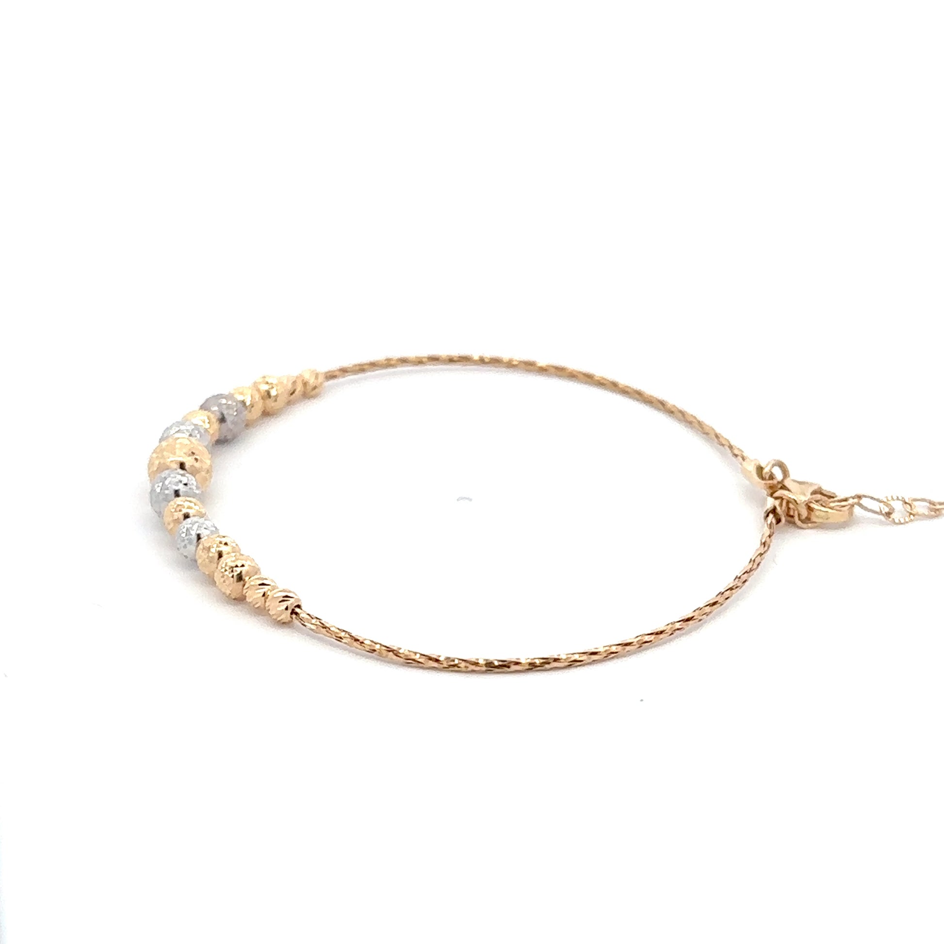 18K Gold Bracelet Saudi Gold Beaded 2 Tone Yellow White - Rafant
