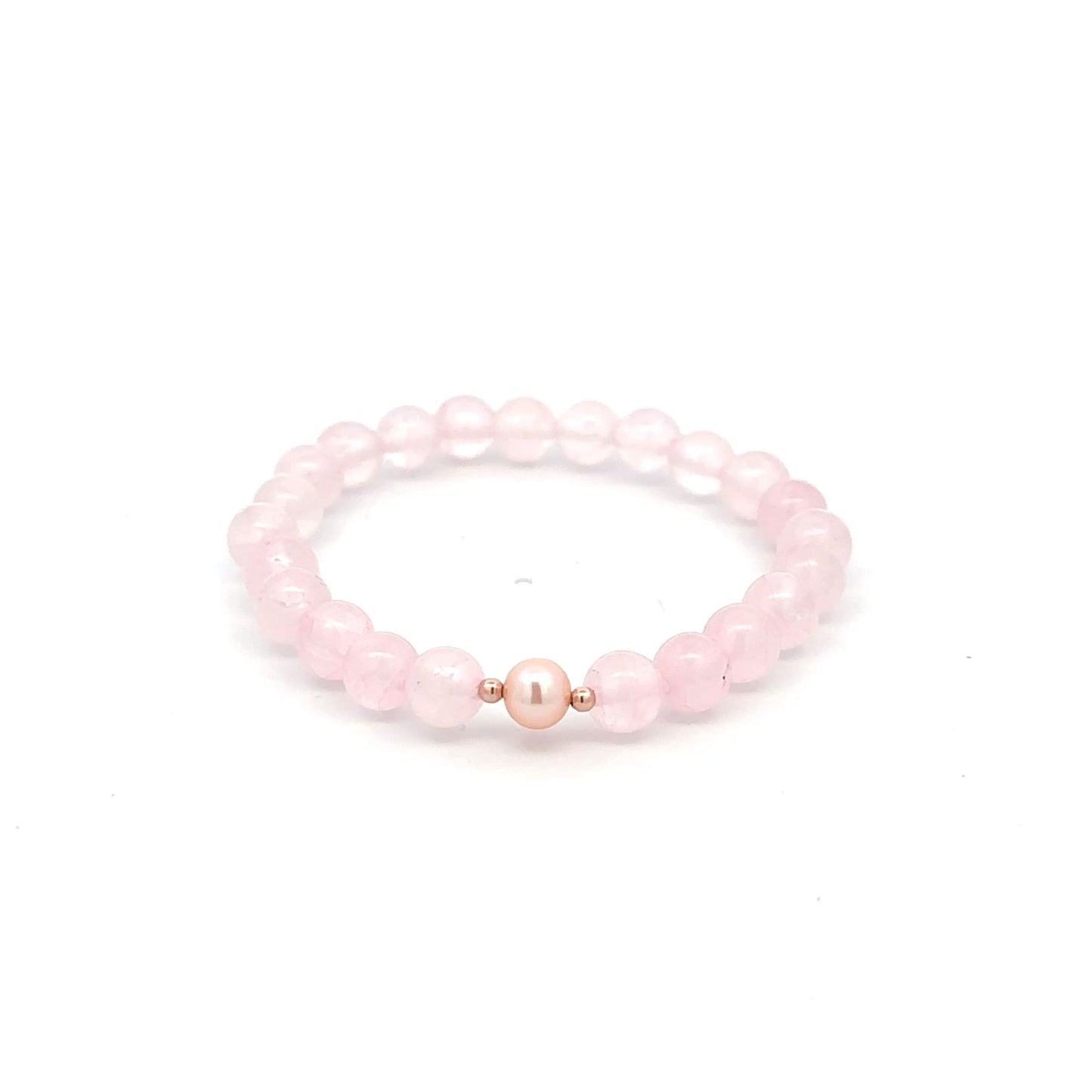 14K Solid Gold Tiny Beads Freshwater Pearl Stretch Gemstone Birthstone Bracelet - Rafant