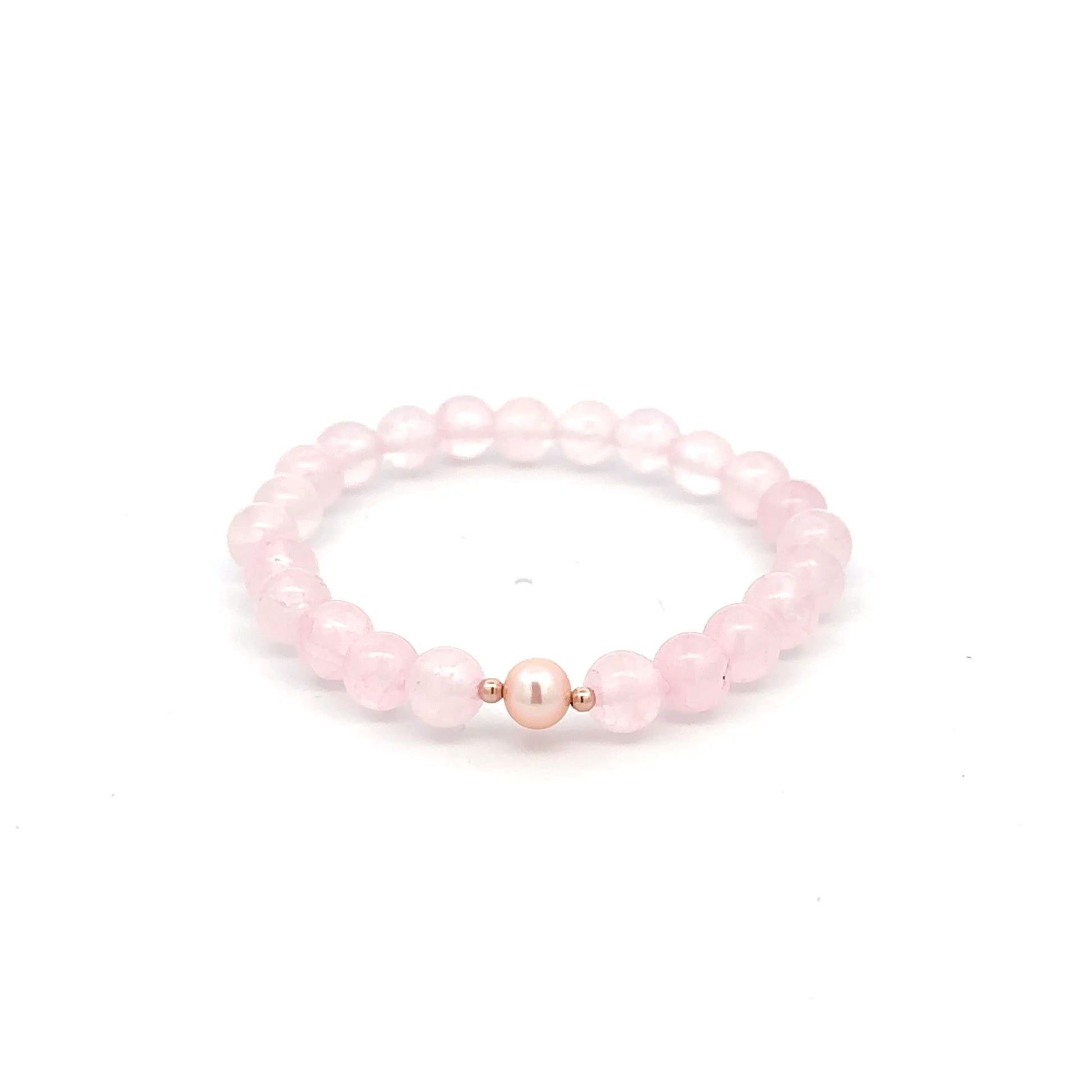 14K Solid Gold Tiny Beads Freshwater Pearl Stretch Gemstone Birthstone Bracelet - Rafant