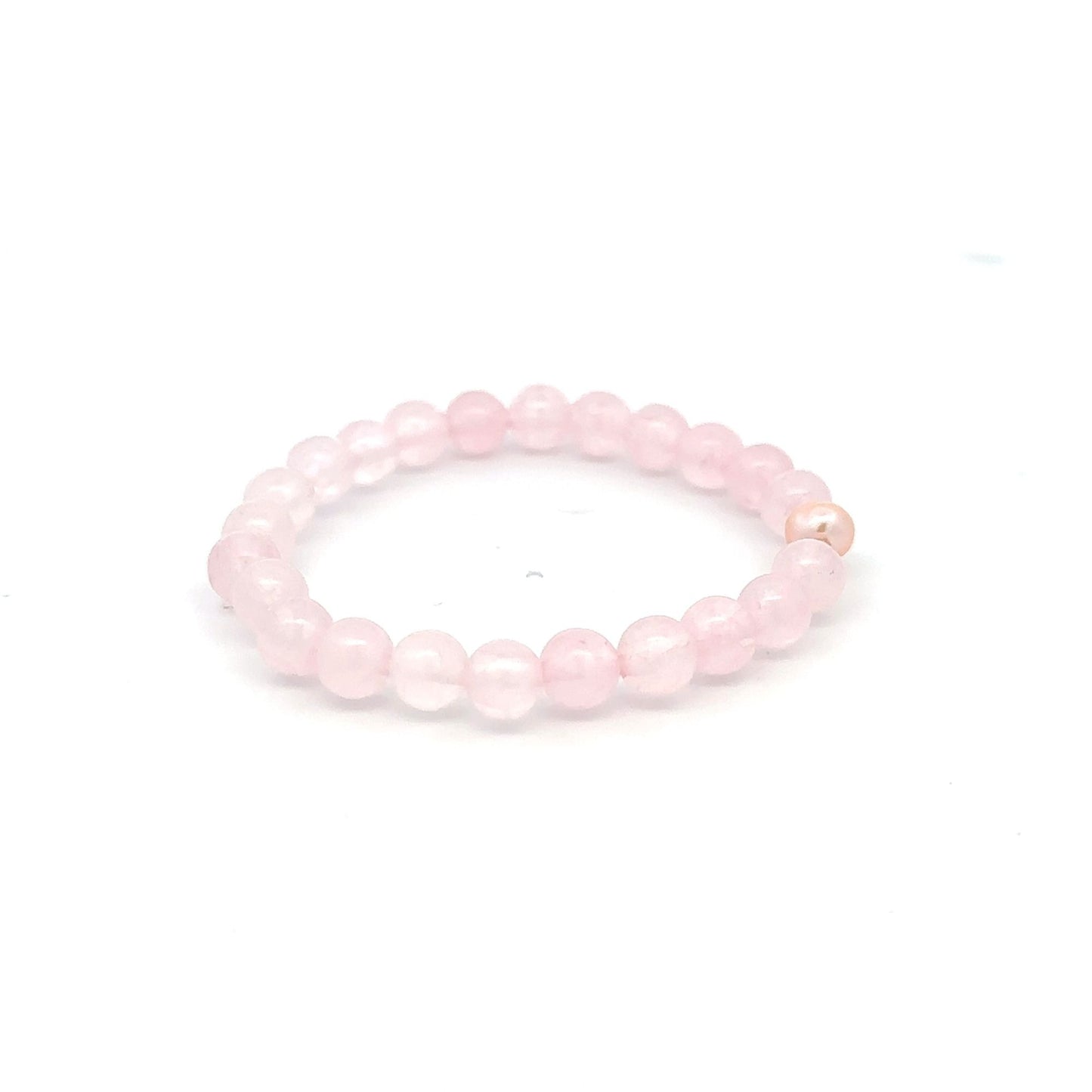 14K Solid Gold Tiny Beads Freshwater Pearl Stretch Gemstone Birthstone Bracelet - Rafant