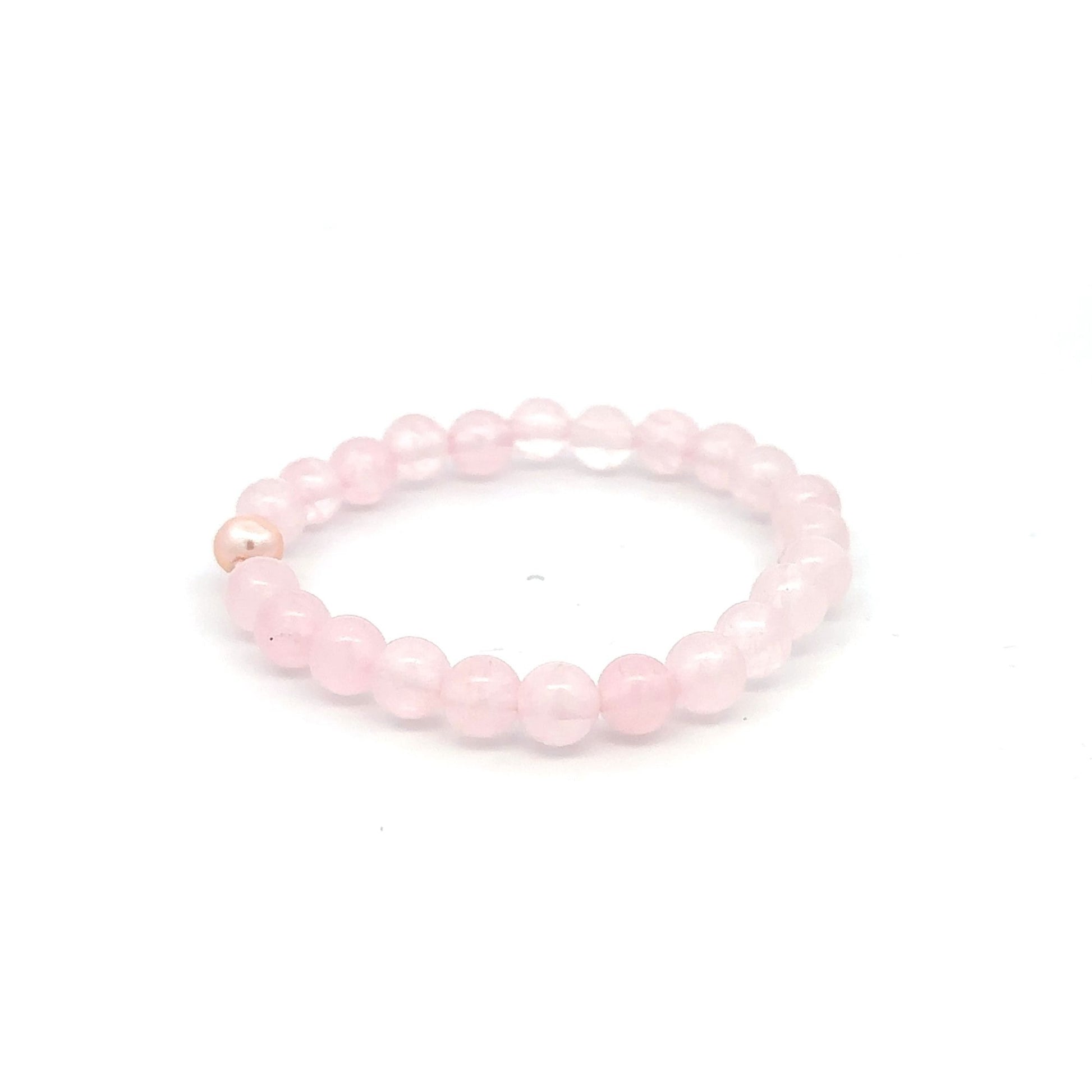 14K Solid Gold Tiny Beads Freshwater Pearl Stretch Gemstone Birthstone Bracelet - Rafant