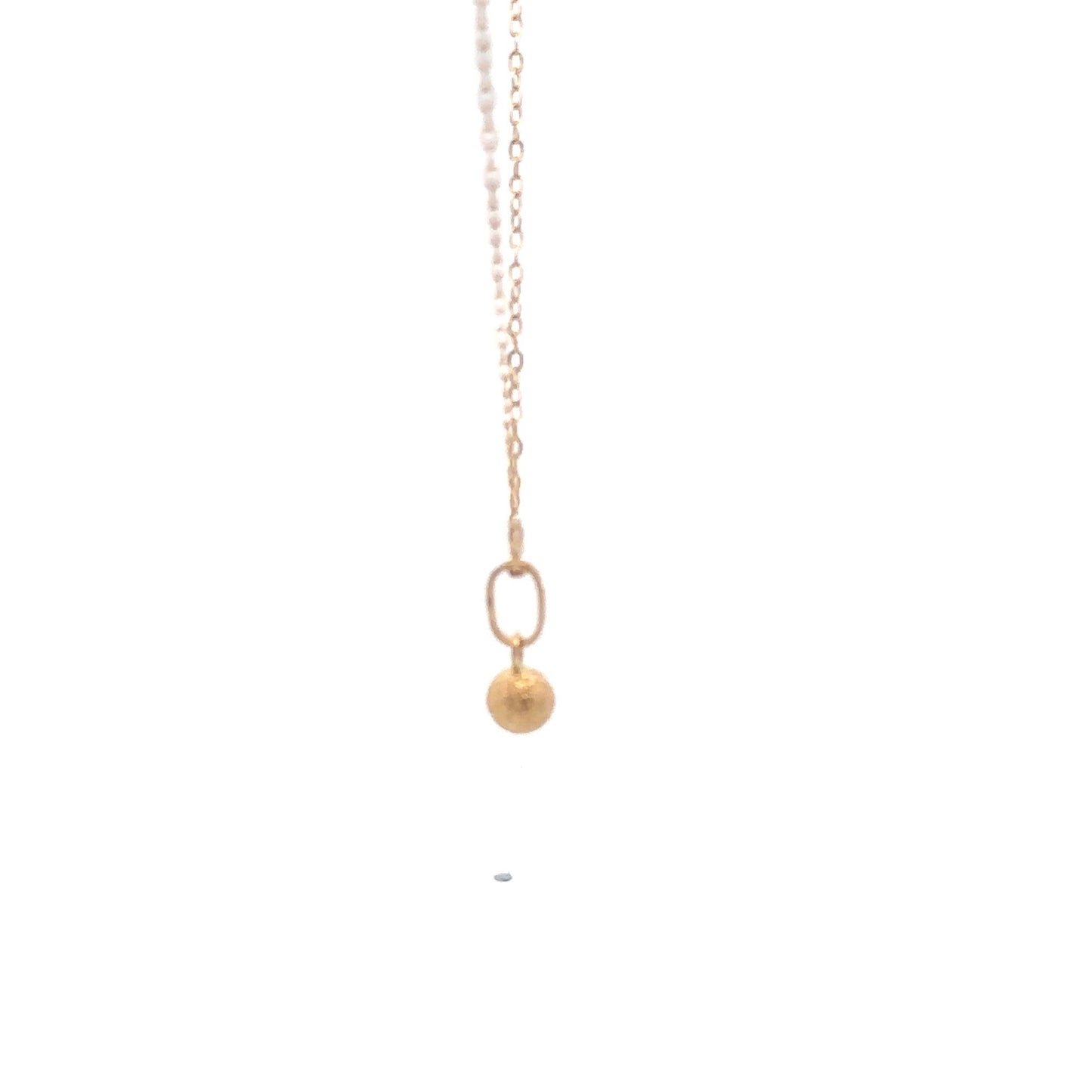 18K Gold Necklace Chain 17.75 inches Pendant Ball Frosted - Rafant