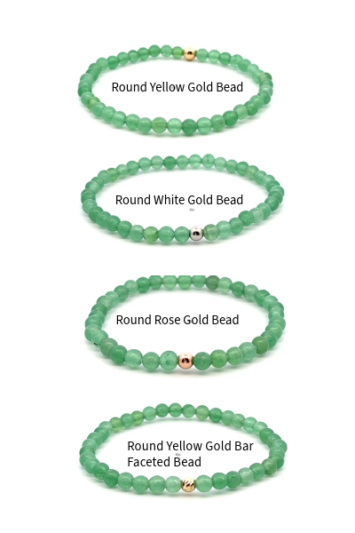 Natural Aventurine Gemstones Mini 4mm 18K Gold Charm Bead - Rafant