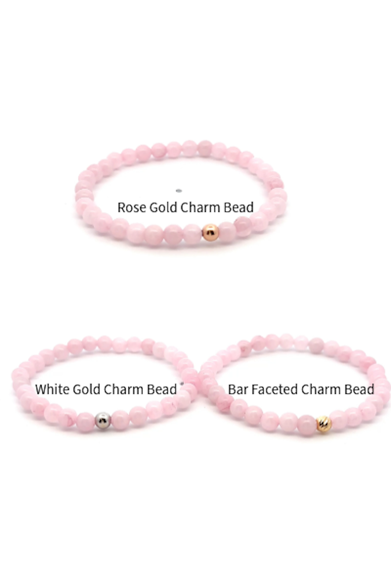 Natural Rose Quartz Gemstones Mini 4mm 18k Charm Bead - Rafant