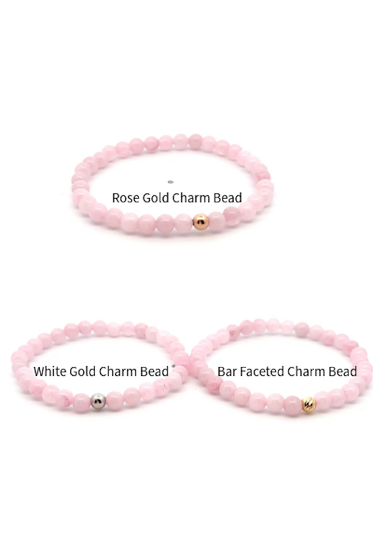 Natural Rose Quartz Gemstones Mini 4mm 18k Charm Bead - Rafant