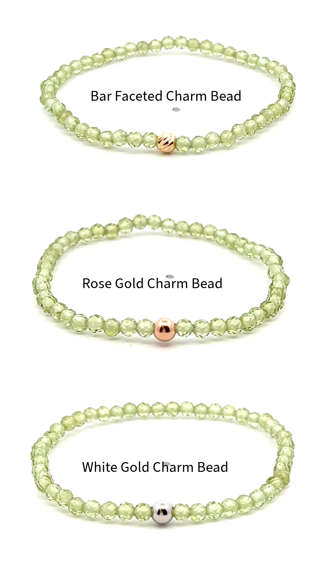 Natural Peridot Gemstone Mini 3mm 18K Gold Charm Bead August Birthstone - Rafant