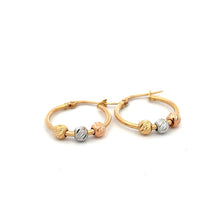 Load image into Gallery viewer, 18K Gold Earrings Heart Hoops Loops Tricolor

