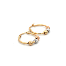 Load image into Gallery viewer, 18K Gold Earrings Heart Hoops Loops Tricolor
