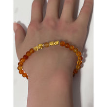 Load image into Gallery viewer, 18K Gold Pixiu Piyao Lucky Charm Bracelet Gemstones July Birthstones Carnelian 6mm Size 6&quot; - Rafant
