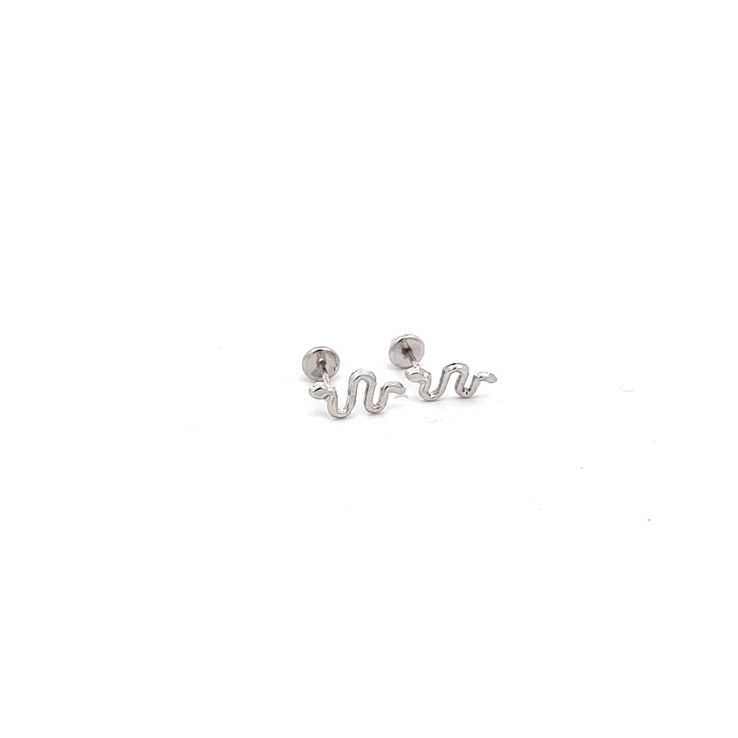 925 Sterling Silver Stud Snake Earrings Small Screw Back - Rafant
