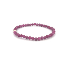 Load image into Gallery viewer, Ruby Micro Faceted Gemstone Beaded Stretch Bracelet with 14K Gold Accent Bead Handmade Natural Stone Jewelry
