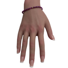 Load image into Gallery viewer, Ruby Micro Faceted Gemstone Beaded Stretch Bracelet with 14K Gold Accent Bead Handmade Natural Stone Jewelry

