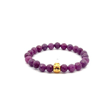 Load image into Gallery viewer, 18K Gold Money Bag Lucky Charm Bracelet Gemstones Ruby July Birthstones 6 - 6.5mm
