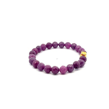 Load image into Gallery viewer, 18K Gold Money Bag Lucky Charm Bracelet Gemstones Ruby July Birthstones 6 - 6.5mm
