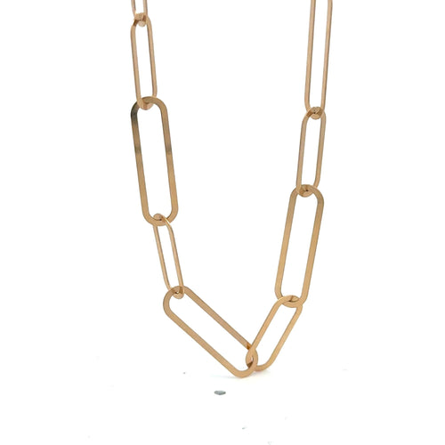 18K Gold Paperclips Chain Link Necklace 17.5 inches 4.80 grams - Rafant