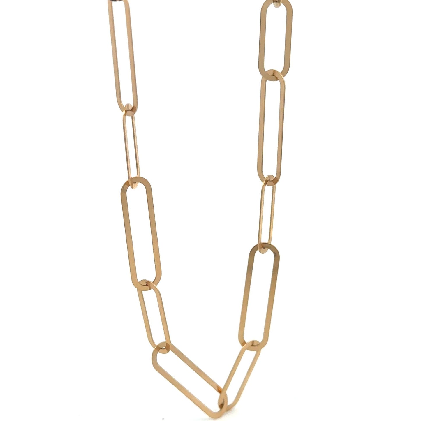 18K Gold Paperclips Chain Link Necklace 17.5 inches 4.80 grams - Rafant