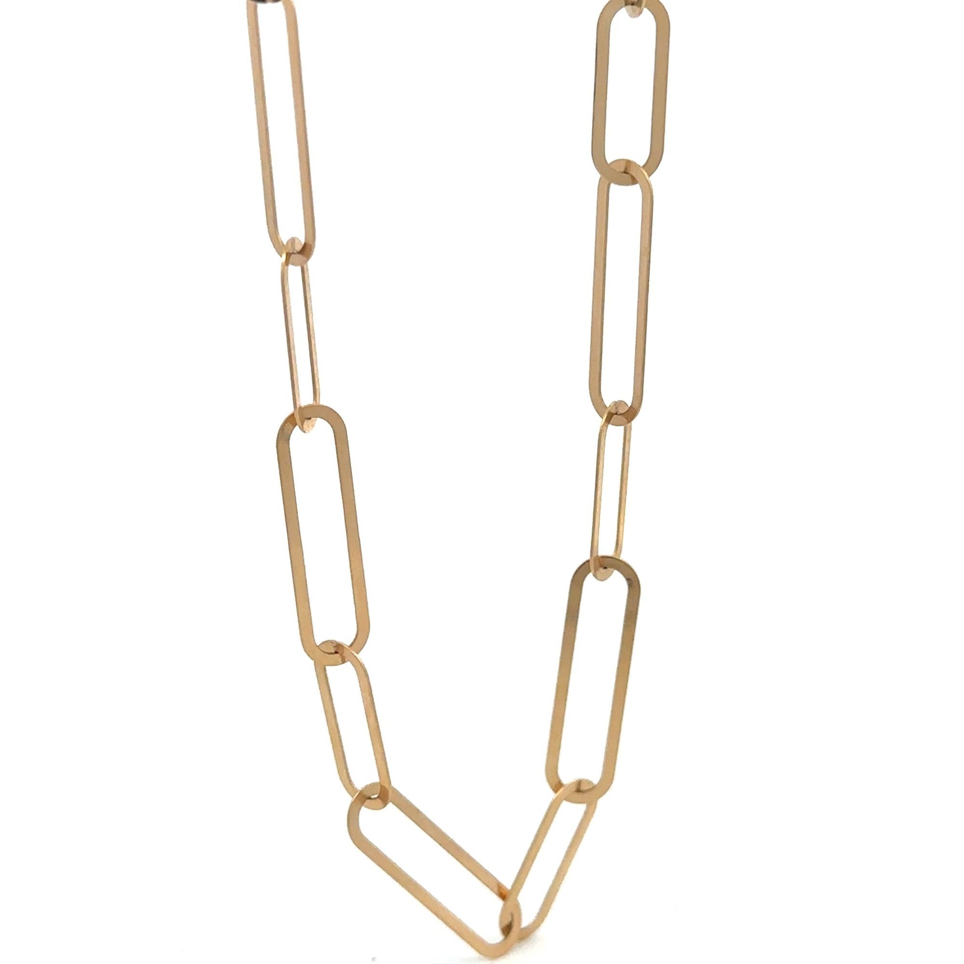 18K Gold Paperclips Chain Link Necklace 17.5 inches 4.80 grams - Rafant