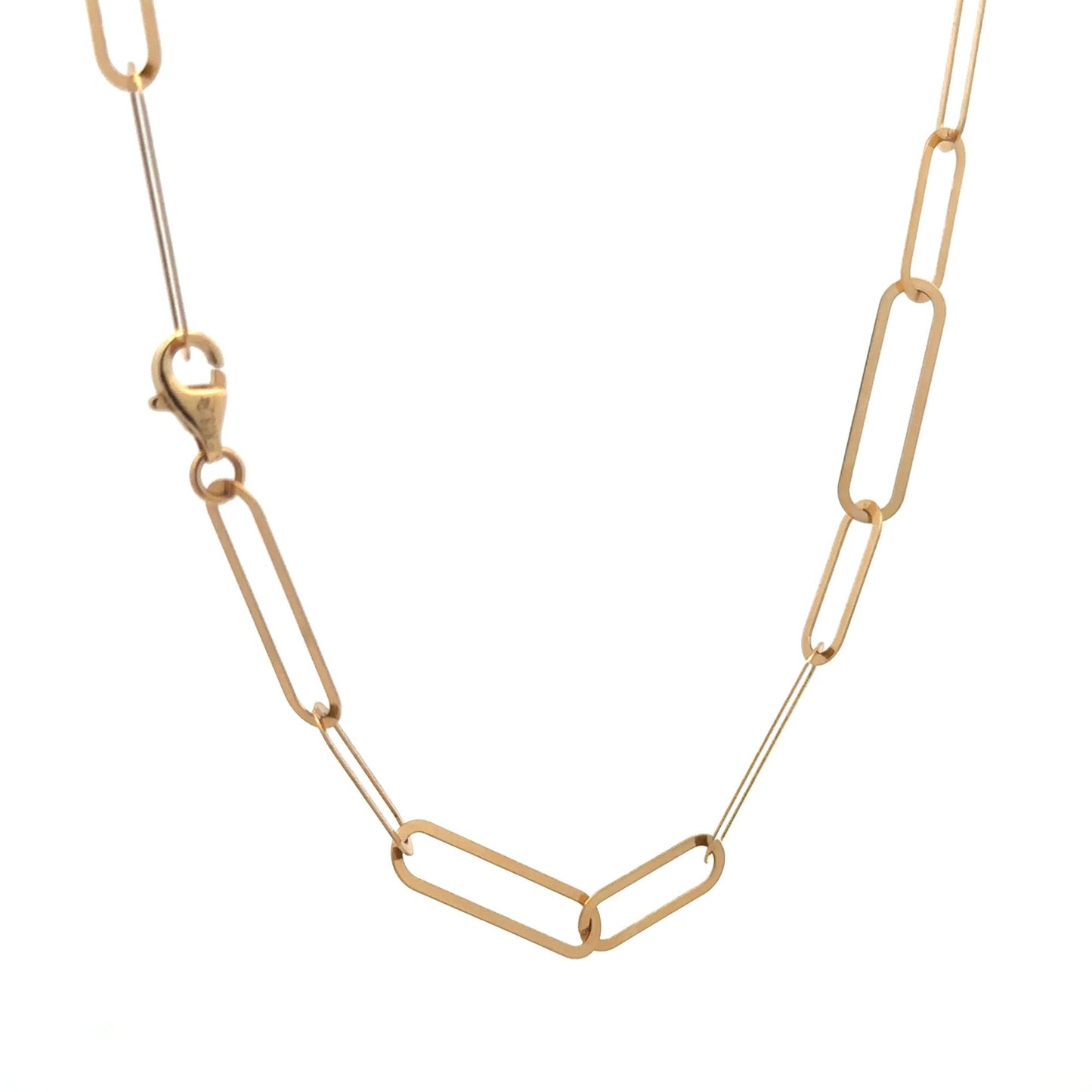18K Gold Paperclips Chain Link Necklace 17.5 inches 4.80 grams - Rafant