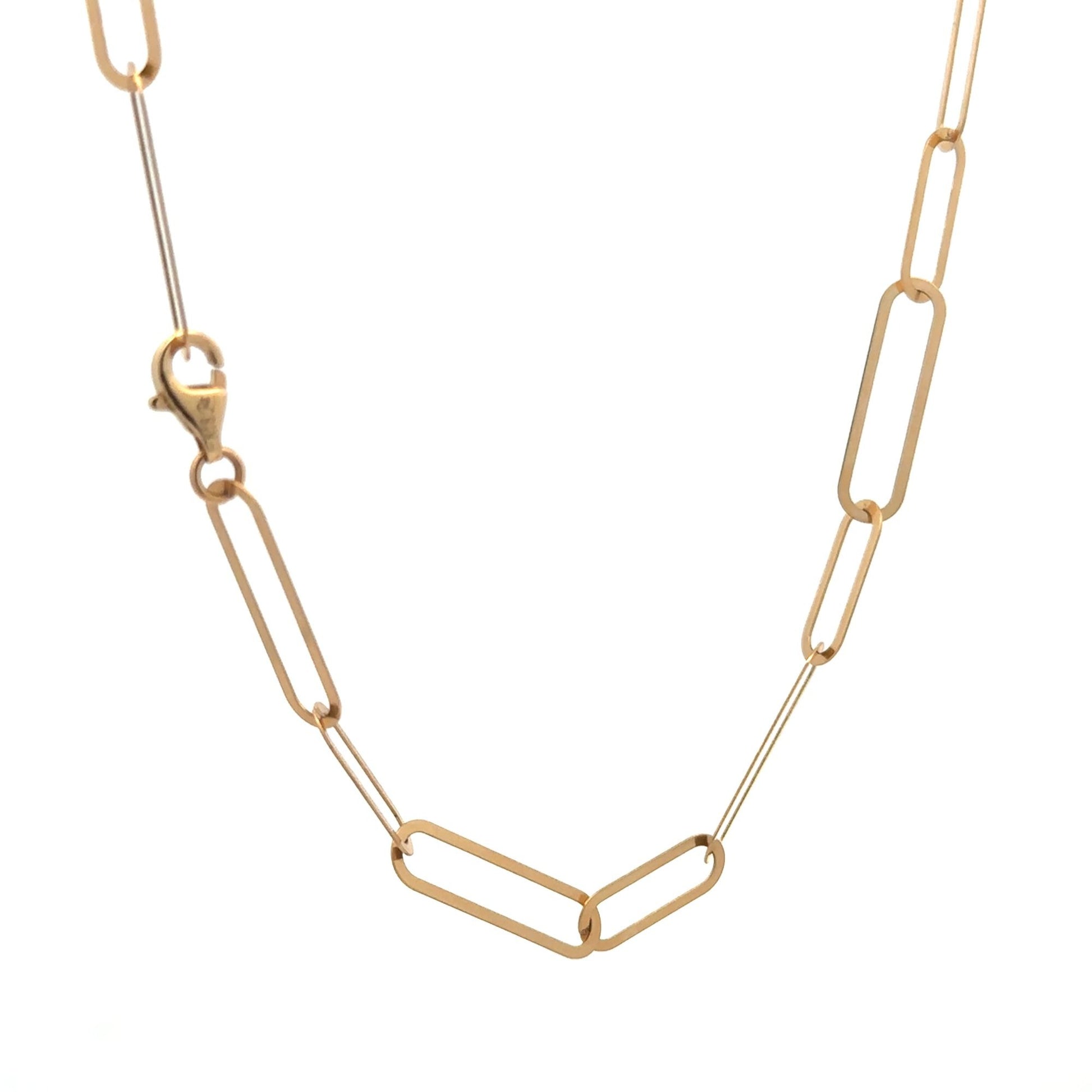 18K Gold Paperclips Chain Link Necklace 17.5 inches 4.80 grams - Rafant