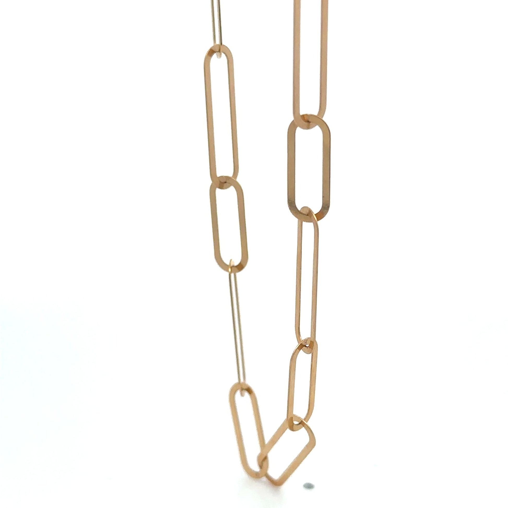 18K Gold Paperclips Chain Link Necklace 17.5 inches 4.80 grams - Rafant