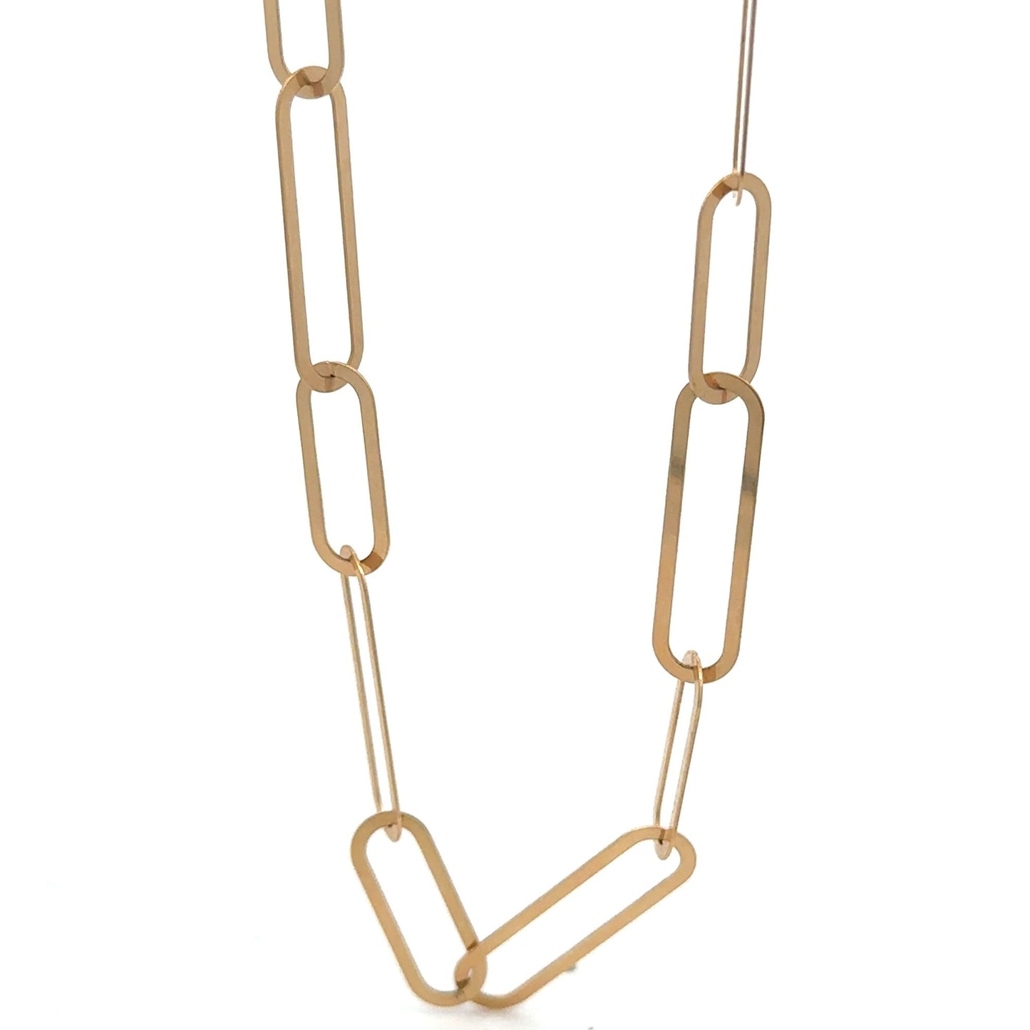 18K Gold Paperclips Chain Link Necklace 17.5 inches 4.80 grams - Rafant