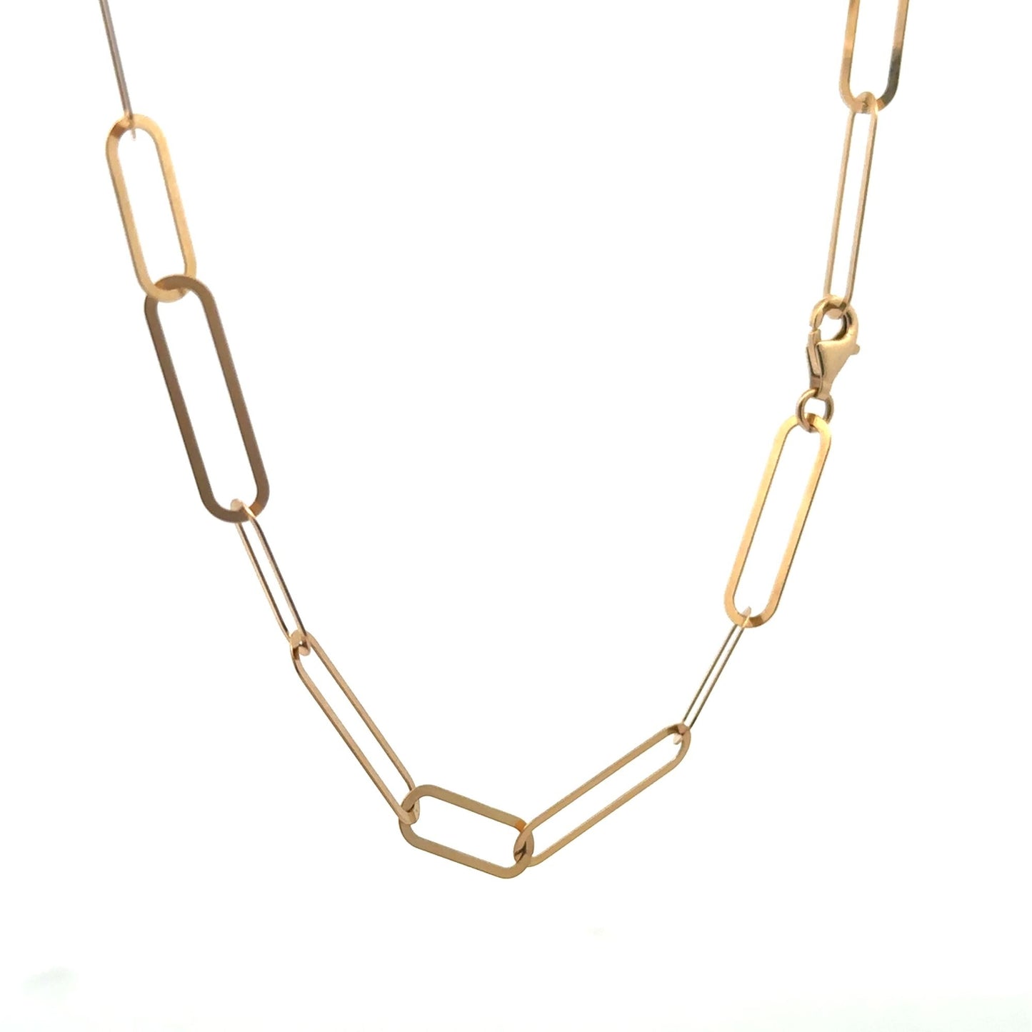 18K Gold Paperclips Chain Link Necklace 17.5 inches 4.80 grams - Rafant