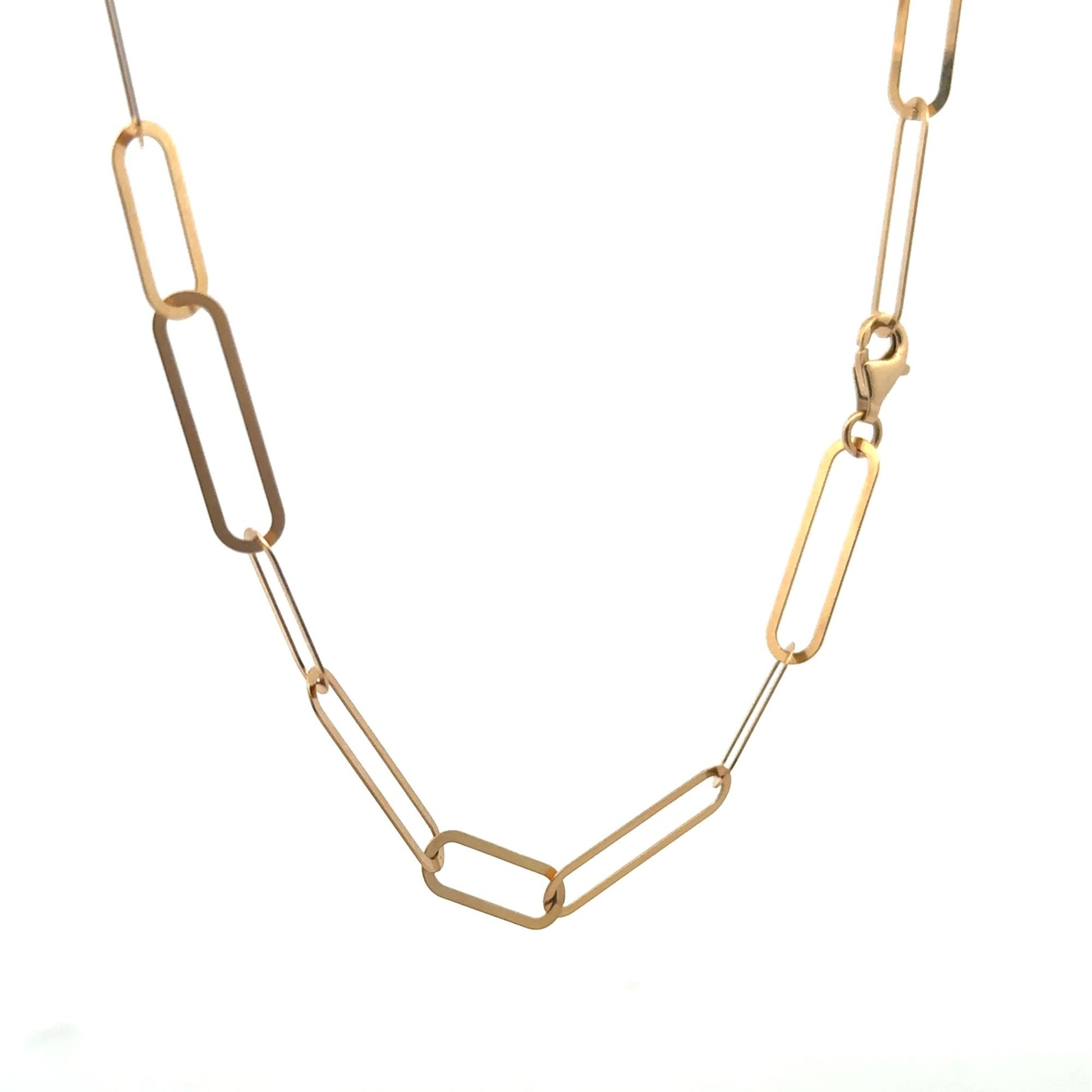 18K Gold Paperclips Chain Link Necklace 17.5 inches 4.80 grams - Rafant