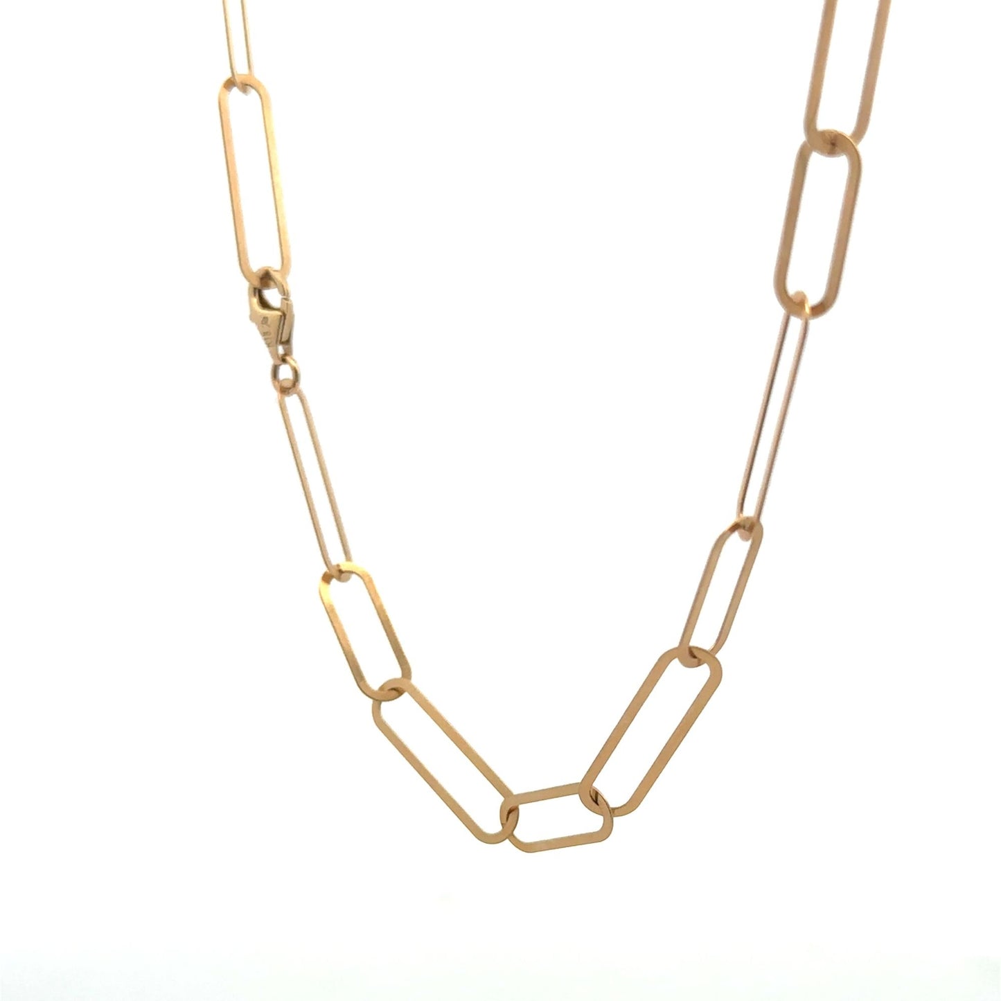 18K Gold Paperclips Chain Link Necklace 17.5 inches 4.80 grams - Rafant