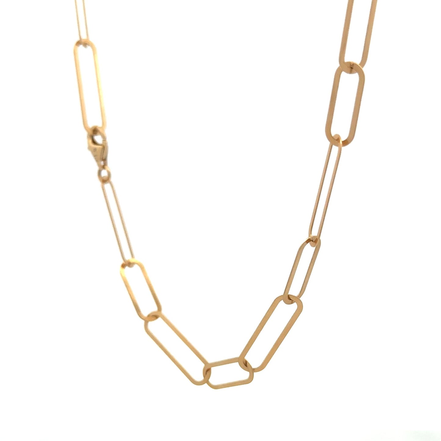 18K Gold Paperclips Chain Link Necklace 17.5 inches 4.80 grams - Rafant