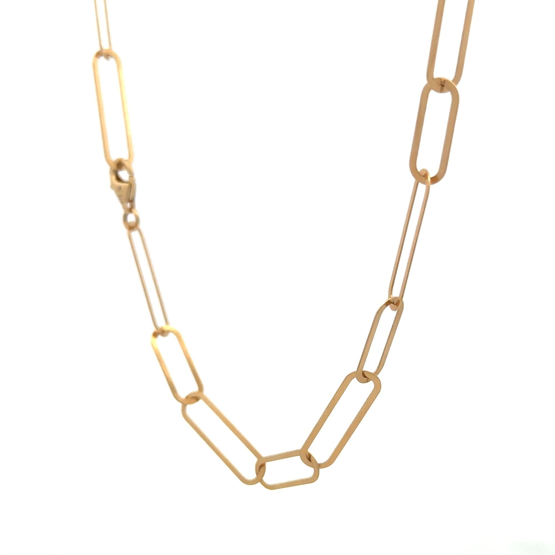 18K Gold Paperclips Chain Link Necklace 17.5 inches 4.80 grams - Rafant