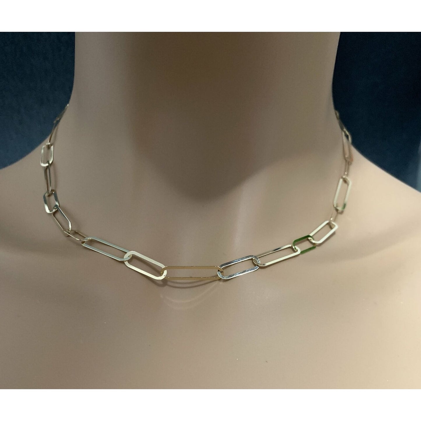 18K Gold Paperclips Chain Link Necklace 17.5 inches 4.80 grams - Rafant