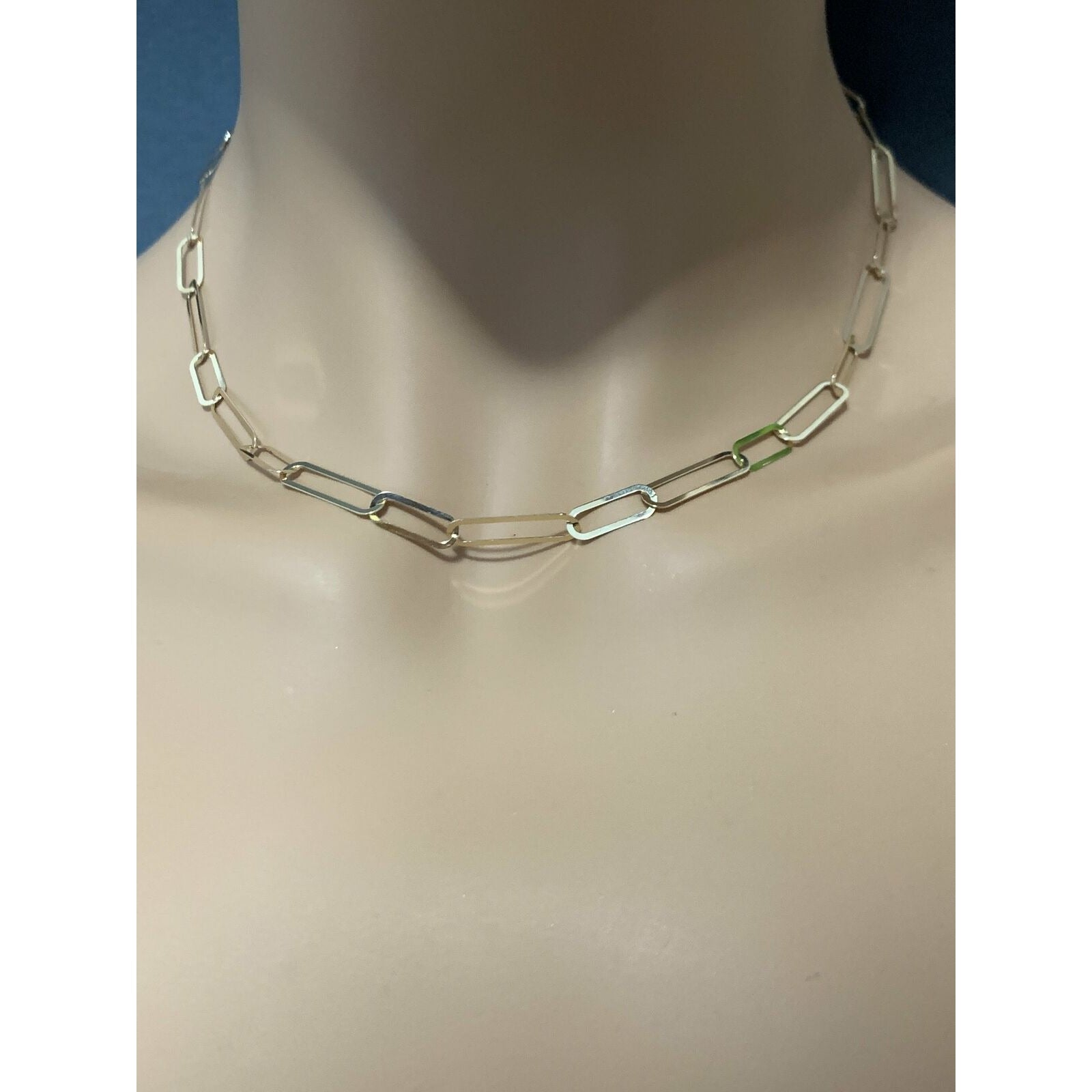 18K Gold Paperclips Chain Link Necklace 17.5 inches 4.80 grams - Rafant