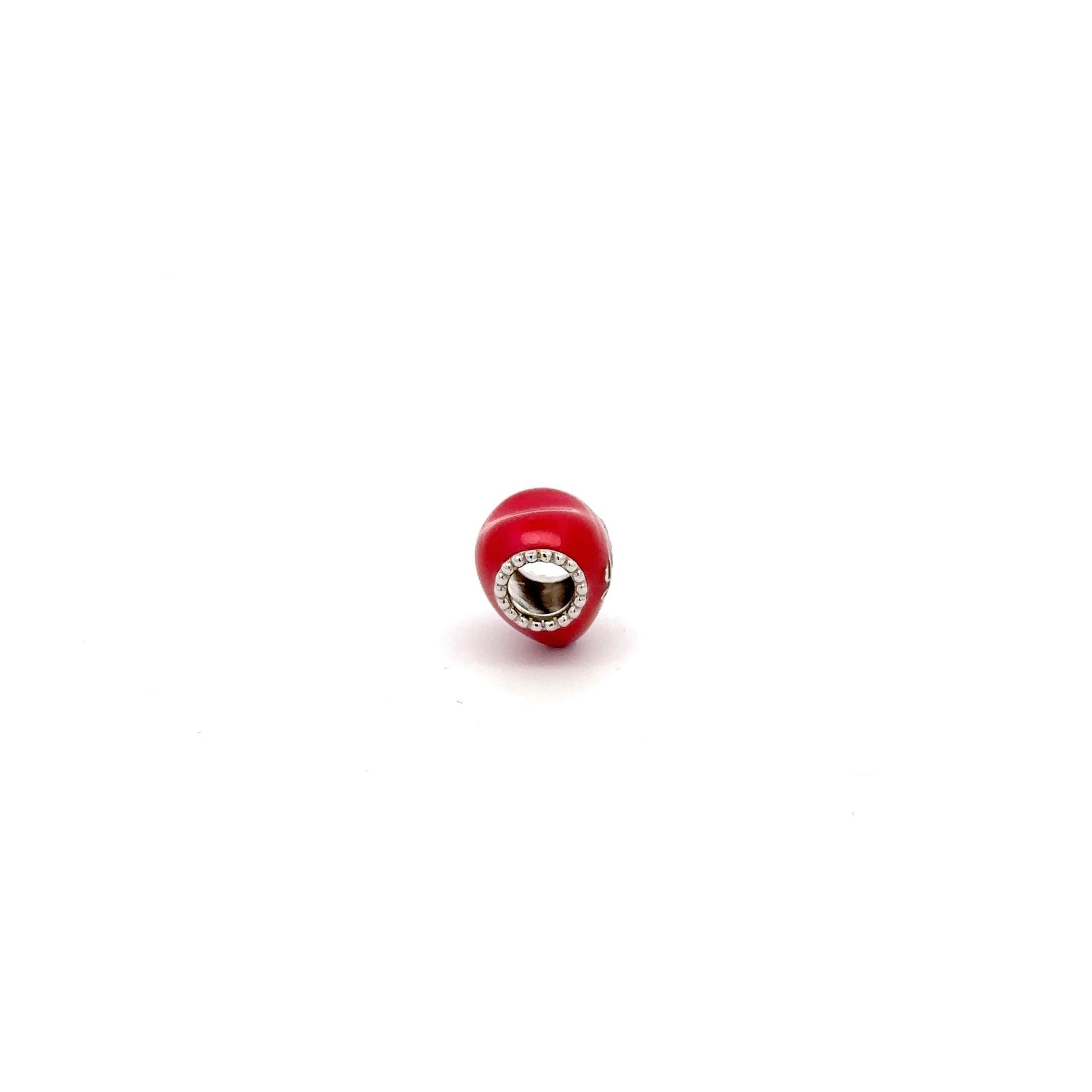 925 Sterling Silver Charm Bead Red Heart Enamel For Charm Bracelet Necklace - Rafant