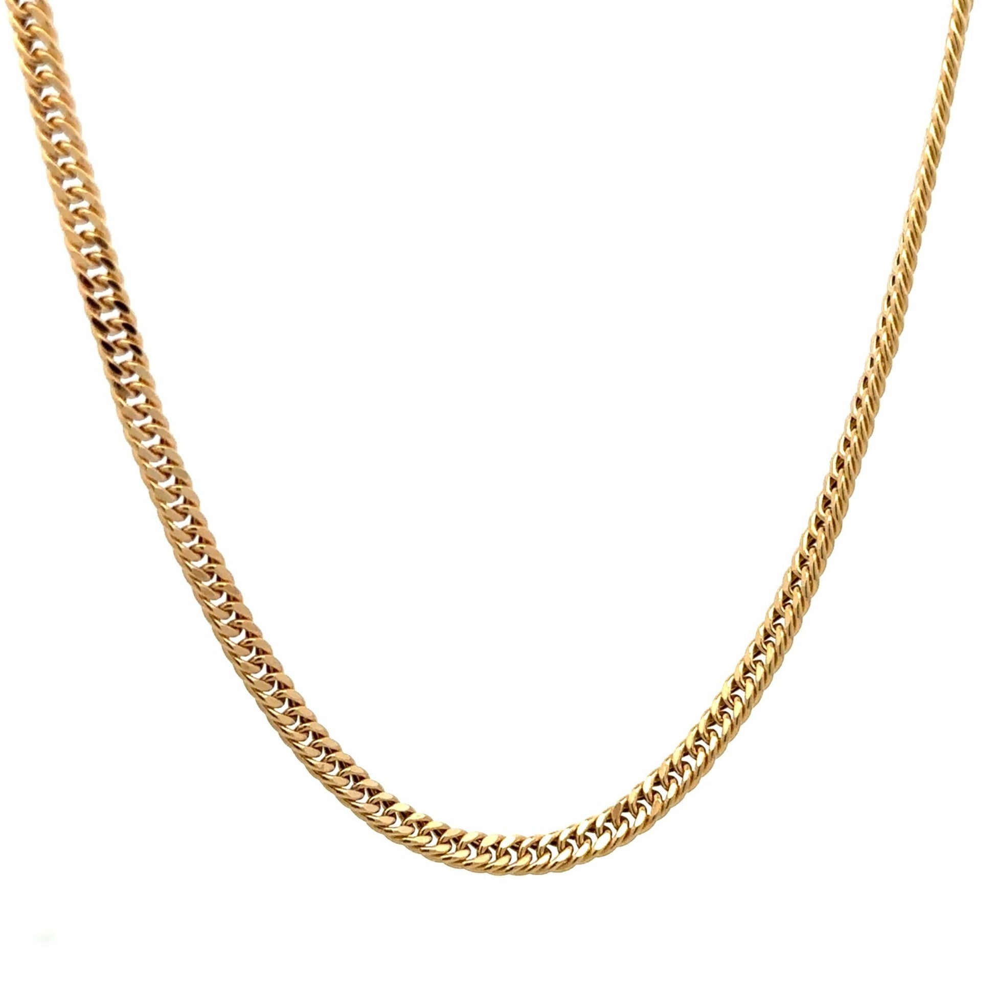 18K Gold Necklace Curb Link 18 inches Chain - Rafant