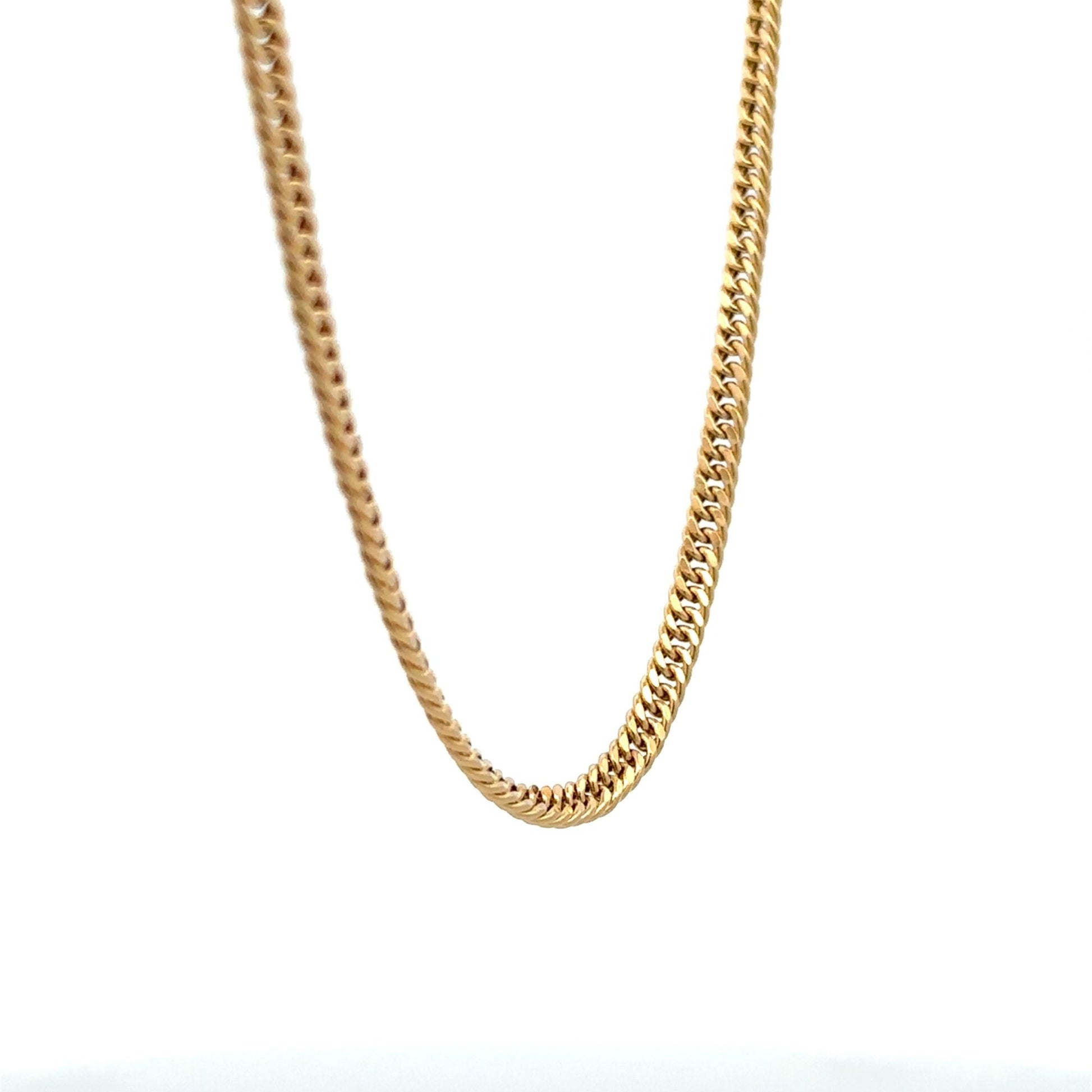 18K Gold Necklace Curb Link 18 inches Chain - Rafant
