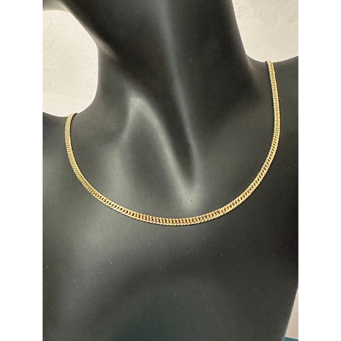 18K Gold Necklace Curb Link 18 inches Chain - Rafant