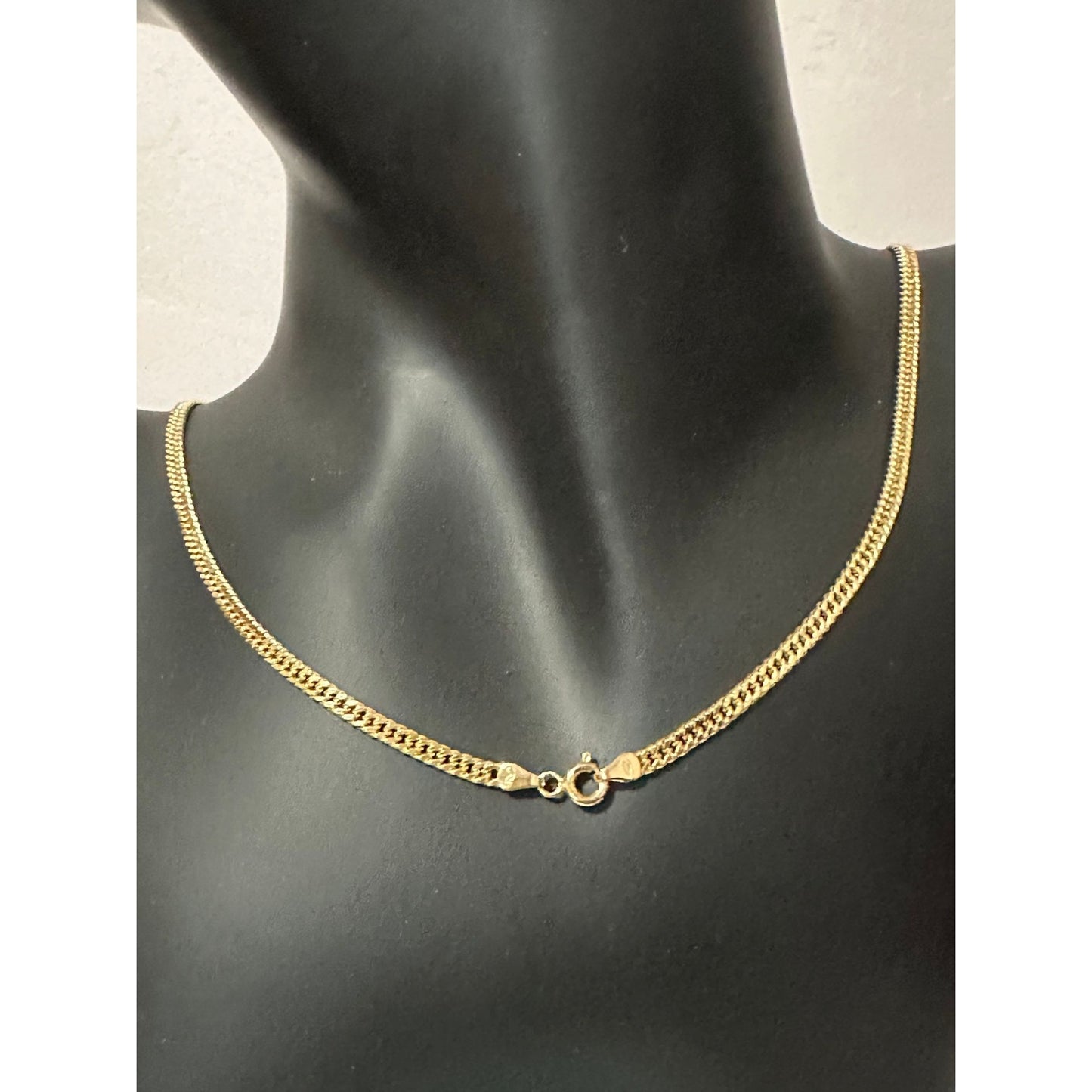 18K Gold Necklace Curb Link 18 inches Chain - Rafant