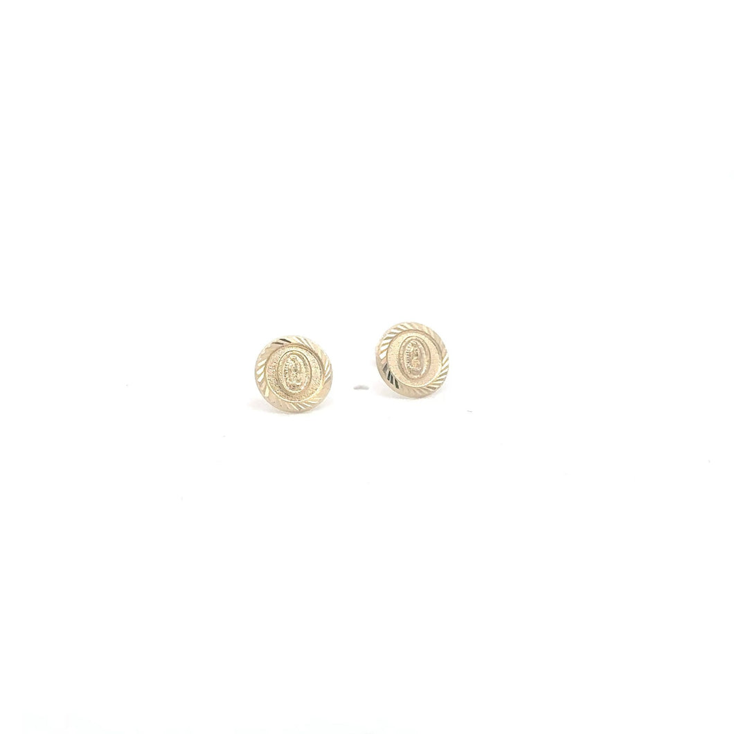 14K Gold Stud Earrings Saint Guadalupe Religious Screw Back Type Very Tiny