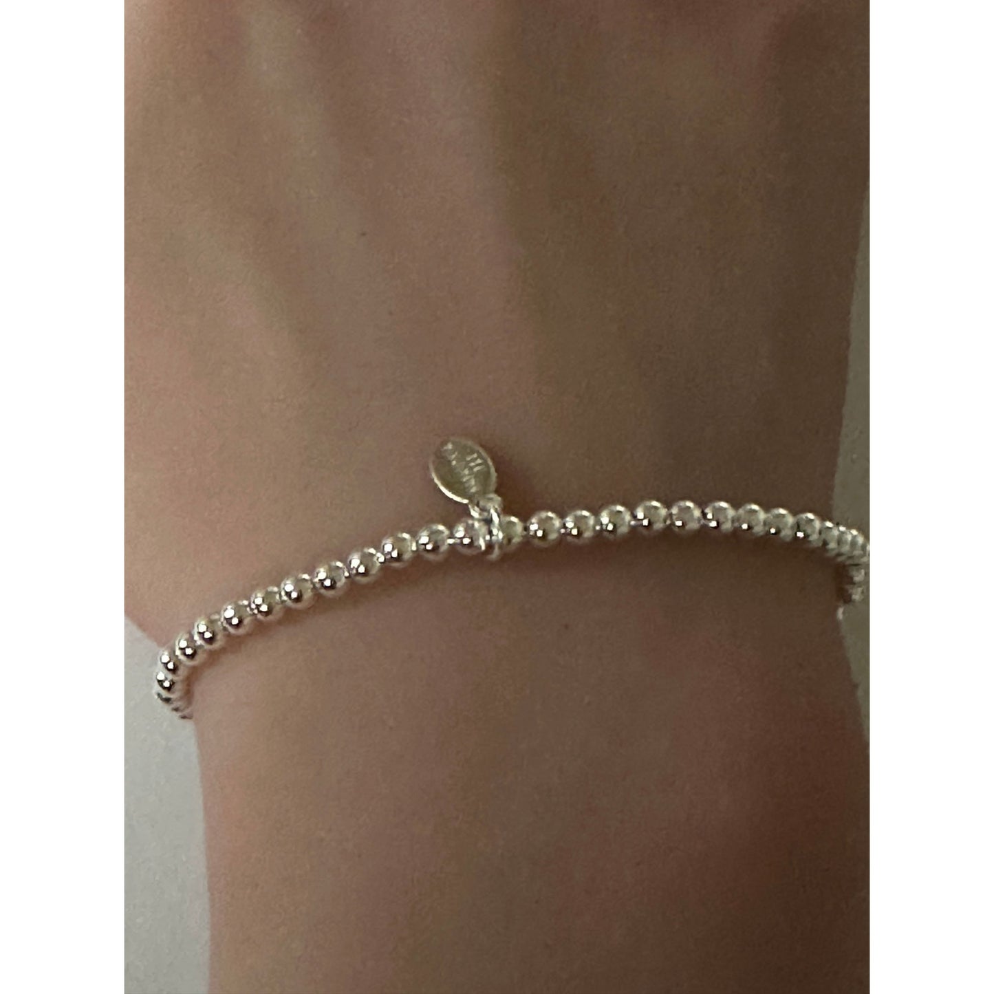 925 Sterling Silver Beaded Stretch Stacking Bracelet St. Benedict Religious Charm Minimalist - Rafant