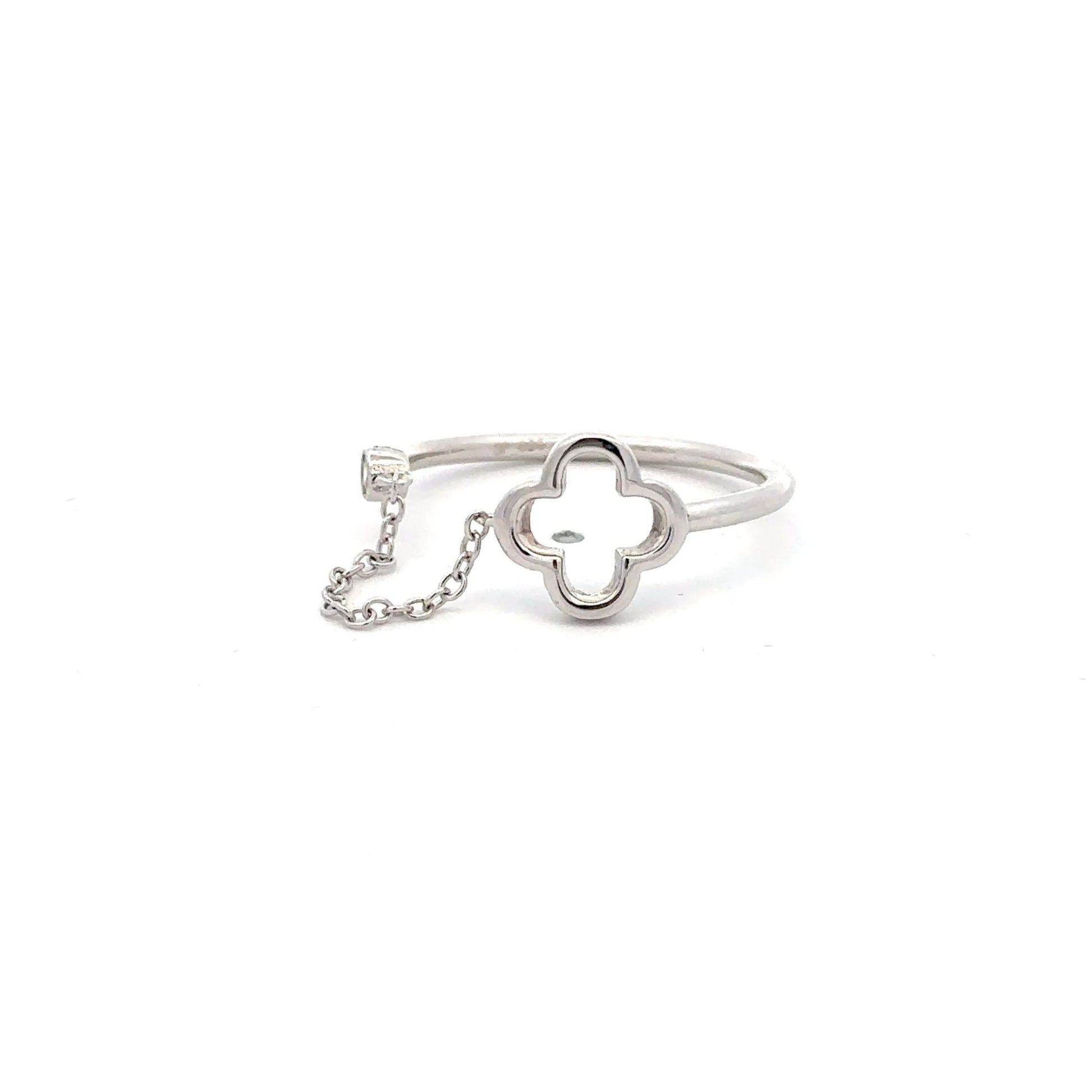 925 Sterling Silver Ring Flower Size 7 - Rafant