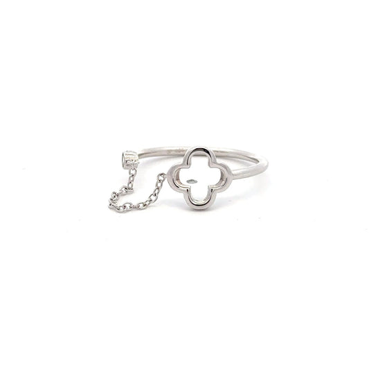 925 Sterling Silver Ring Flower Size 7 - Rafant