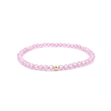 Load image into Gallery viewer, Cubic Zirconia Micro Faceted Gemstone Beaded Stretch Bracelet 14K Gold Accent Bead Handmade - Rafant
