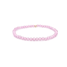 Load image into Gallery viewer, Cubic Zirconia Micro Faceted Gemstone Beaded Stretch Bracelet 14K Gold Accent Bead Handmade - Rafant
