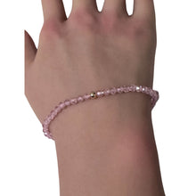 Load image into Gallery viewer, Cubic Zirconia Micro Faceted Gemstone Beaded Stretch Bracelet 14K Gold Accent Bead Handmade - Rafant
