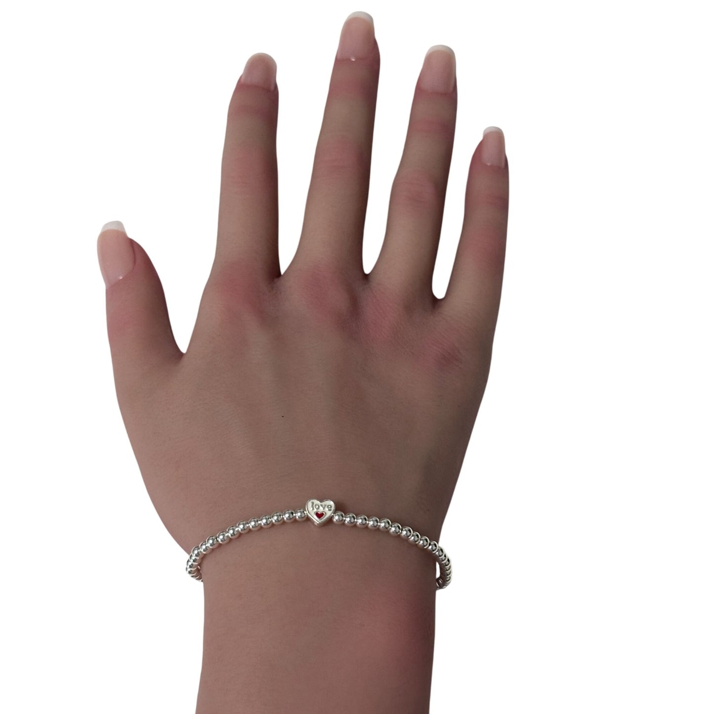 925 Sterling Silver Beaded Stretch Stacking Bracelet - Rafant