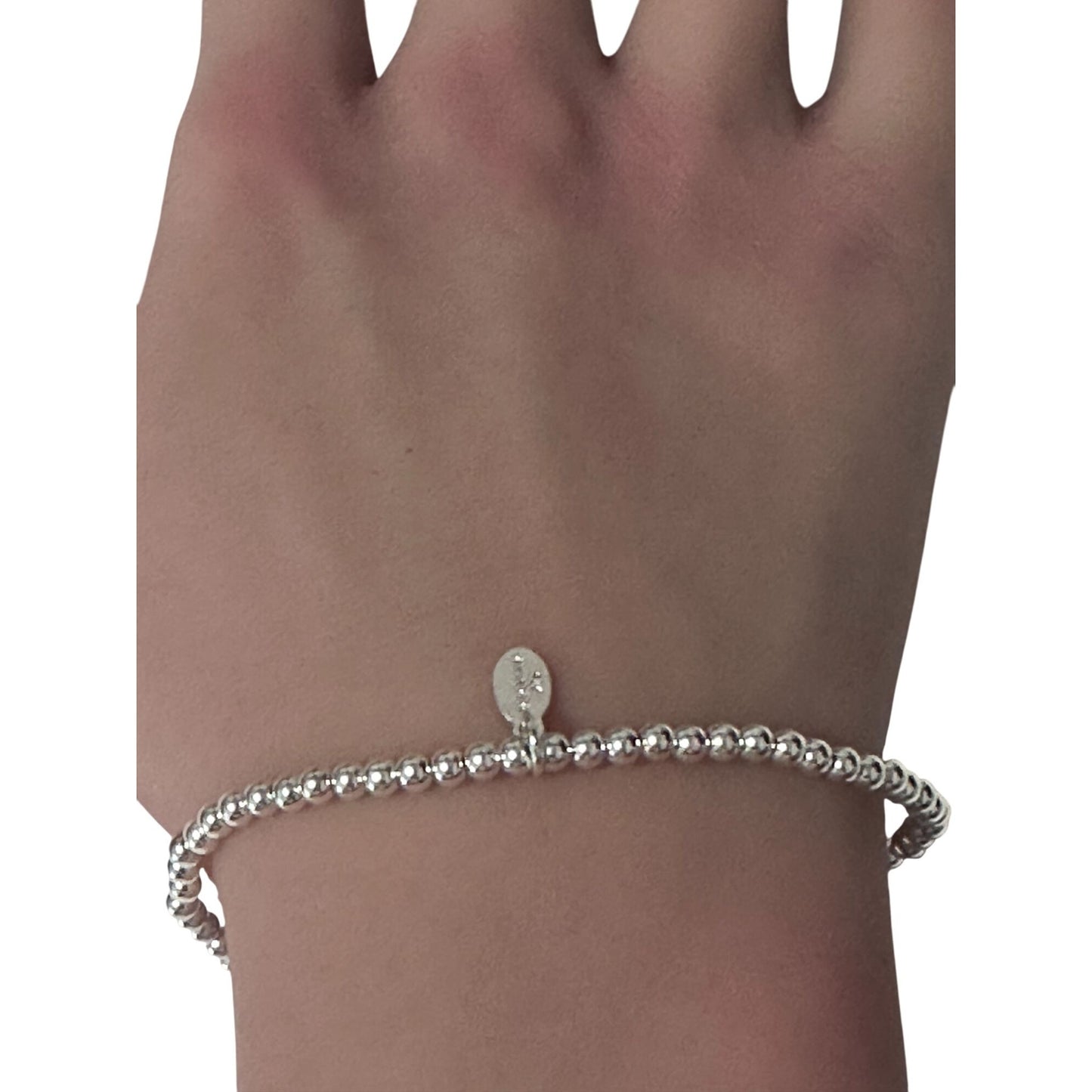 925 Sterling Silver Beaded Stretch Stacking Bracelet - Rafant