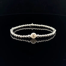 Load image into Gallery viewer, 925 Sterling Silver Beaded Stretch Stacking Bracelet MOP Letters Initials
