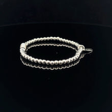 Load image into Gallery viewer, 925 Sterling Silver Beaded Stretch Stacking Bracelet MOP Letters Initials
