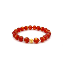 Load image into Gallery viewer, 18K Gold Money Ball Lucky Charm Beads Bracelet Gemstones Red Agate 8mm - Rafant
