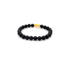 Load image into Gallery viewer, 18K Gold Piyao Pixiu Dragon Lucky Charm Bracelet Gemstones Natural Black Tourmaline 6mm - Rafant
